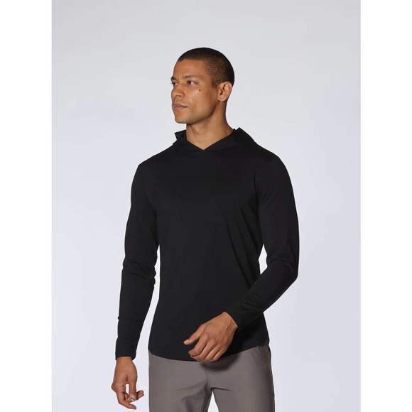 Cuts Clothing Men's Hoodie Curve Hem Signature Fit Long Sleeve Shirt - Black - Picture 2 of 8